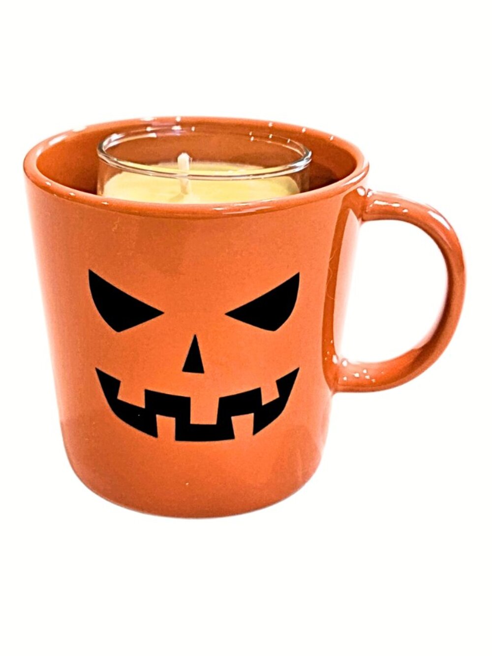 Aalynhe Designs Jack-O-Lantern Candle Mug w/ Soy Wax Filled Glass Votive & Mug
